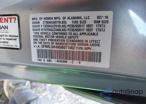 2016 Honda Odyssey Ex из США, поврежденный, VIN 5FNRL5H48GB071462